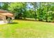 Expansive backyard featuring lush green lawn and mature trees providing shade and privacy at 2228 Walker Dr, Lawrenceville, GA 30043