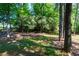 Lush backyard surrounded by mature trees, offering plenty of shade at 28 Indian Branch Way, Lawrenceville, GA 30043