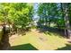 Lush backyard with a mix of green grass and mature trees at 28 Indian Branch Way, Lawrenceville, GA 30043