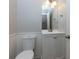Well-lit half bathroom with white wainscoting, modern fixtures, and a clean, functional design at 28 Indian Branch Way, Lawrenceville, GA 30043