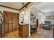 Eat-in kitchen showcasing storage and seating, with access to the living area at 407 River Mill Cir # 407, Roswell, GA 30075