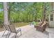 Outdoor patio area with comfortable seating, a small slide, and lush greenery at 1080 Northshore Dr, Roswell, GA 30076