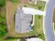 A striking aerial view of a modern home with lush green landscaping and a winding driveway at 2622 Running River Ct, Lawrenceville, GA 30045