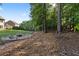 Serene backyard featuring a fire pit and wooded area, providing a private retreat at 211 Parc Dr, Canton, GA 30114