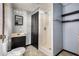 Updated bathroom with modern vanity, shower, and fixtures at 1795 Hutcheson Ferry Rd, Whitesburg, GA 30185