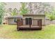 A shady, grassy backyard features a wooden deck attached to the home at 2469 Newgate Dr, Decatur, GA 30035