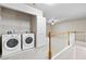 Second floor laundry area featuring a modern washer and dryer at 2647 Sardis Chase Ct, Buford, GA 30519
