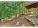 View of wooded back yard from stone patio at 10 Bayberry Ct, Acworth, GA 30101