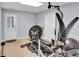 Finished basement with carpet, workout equipment, and two white doors at 10 Bayberry Ct, Acworth, GA 30101