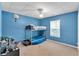 A blue bedroom with a bunk bed and plenty of space for activities at 10 Bayberry Ct, Acworth, GA 30101
