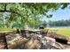 Backyard patio with lake view offers the perfect setting for dining or relaxation at 70 Lake Charles Xing, Covington, GA 30016
