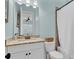 Bathroom featuring a granite vanity top and shower with curtain at 2325 Manor Creek Ct, Cumming, GA 30041