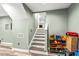 Staircase to finished basement with playroom area at 5006 Dekalb Way, Stone Mountain, GA 30087