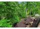 Backyard patio area with fire pit, chairs, grill and lush trees surrounding the yard at 2765 Prado Ln, Marietta, GA 30066