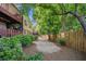 Fenced backyard with a gravel pathway and lush greenery providing a private outdoor space at 502 Brighton Pt, Atlanta, GA 30328