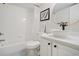 Cozy bathroom with tub and shower features a modern vanity and stylish fixtures at 502 Brighton Pt, Atlanta, GA 30328