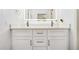 This bathroom features a modern double sink vanity, with a large mirror at 502 Brighton Pt, Atlanta, GA 30328