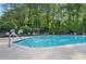 Community pool surrounded by lounge chairs and lush trees, perfect for relaxation and recreation at 502 Brighton Pt, Atlanta, GA 30328