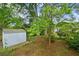 Backyard shed providing secure storage, with view of rear of the house and mature foliage, and sunny sky above at 511 Robinson Se Ave, Atlanta, GA 30315