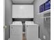 Convenient laundry room features a washer, dryer, and overhead storage cabinets at 5755 Vinings Place Se Ct, Mableton, GA 30126