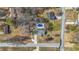 Aerial view of property featuring a sparkling blue in-ground pool and well-maintained landscaping at 897 Marie Sw Ln, Conyers, GA 30094