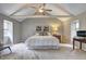 Bright main bedroom features vaulted ceilings, a ceiling fan, and neutral tones for a calm retreat at 1160 Haven Brook Ne Way, Brookhaven, GA 30319