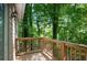 Wooden deck surrounded by lush green trees at 293 Quail Run, Roswell, GA 30076