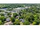 Aerial view of property showcasing its location near shopping and surrounded by mature trees at 608 Sherwood Ne Rd, Atlanta, GA 30324