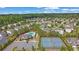 Community aerial view featuring a pool, tennis court, parking, and sidewalks among beautifully landscaped homes and lush greenery at 4050 Pleasant Woods Dr, Cumming, GA 30028