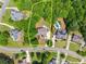 Aerial view outlining property lines for a home in a wooded neighborhood at 4525 E Point Dr, Cumming, GA 30041