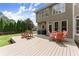 Cozy backyard deck area furnished with wooden seating and a red table at 4525 E Point Dr, Cumming, GA 30041