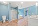 A spacious bathroom featuring a walk-in shower, a garden tub, and a double vanity at 508 Canton Ct, Canton, GA 30115