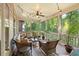 Screened porch with wicker furniture, ceiling fan and overhead string lights at 1686 Brooks Farm Nw Dr, Acworth, GA 30101