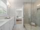 Modern bathroom with glass shower and double vanity at 364 Glendale Ne Ave # B, Atlanta, GA 30307