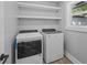 New laundry room with modern washer and dryer, and updated lighting and fixtures at 2604 Flat Shoals Sw Rd, Conyers, GA 30094