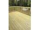 New wood deck with railing offering views of a serene, wooded backyard at 4103 Laynewood, Tucker, GA 30084