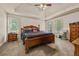 A serene main bedroom featuring a tray ceiling and multiple windows at 502 Fortune Ridge Rd, Stone Mountain, GA 30087