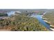 Aerial shot of Lake Allatoona surrounded by lush trees and marinas at 508 Regency Trl, Acworth, GA 30102