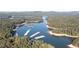 Breathtaking aerial view of the lake with boat slips and natural surroundings at 508 Regency Trl, Acworth, GA 30102