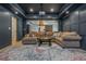 Finished basement features a cozy seating area with a projector, dark walls, and recessed lighting at 1100 Lady Slipper Way, Canton, GA 30115