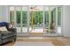 Expansive sliding glass doors open to a covered patio and swimming pool with wooded views at 1100 Lady Slipper Way, Canton, GA 30115