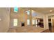 Spacious living room boasting soaring ceilings, a fireplace, and seamless flow to the kitchen at 5010 Lynnonhall Ct, Stonecrest, GA 30038