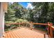 Wooden deck with railing overlooking backyard at 239 Clear Brook Trl, Douglasville, GA 30134
