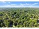 An aerial view of the wooded neighborhood with the city skyline in the background at 5816 Chamblee Dunwoody Rd, Atlanta, GA 30338