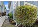 Landscaped side yard with white picket fence, lush greenery, and stone pathway at 1338 Dupont Nw Park, Atlanta, GA 30318