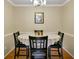 Cozy dining room features hardwood floors, wainscoting and a modern light fixture at 24 Fossetts Nw Cv, Cartersville, GA 30121