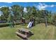 Community playground with swings, slide, playhouse, picnic table, and lush green grass at 3845 Pilgrim Mill Rd, Cumming, GA 30041