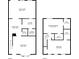 Combined first and second floor plans illustrating layout with dimensions of rooms and baths at 1505 Cedar Bluff Trl, Marietta, GA 30062