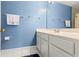 Clean bathroom with blue walls, white cabinets and ample counter space at 62 Mount Vernon Cir, Atlanta, GA 30338