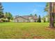 Backyard view of a single-Gathering home with a large, grassy lawn at 1282 Berryhill Dr, Lithonia, GA 30058